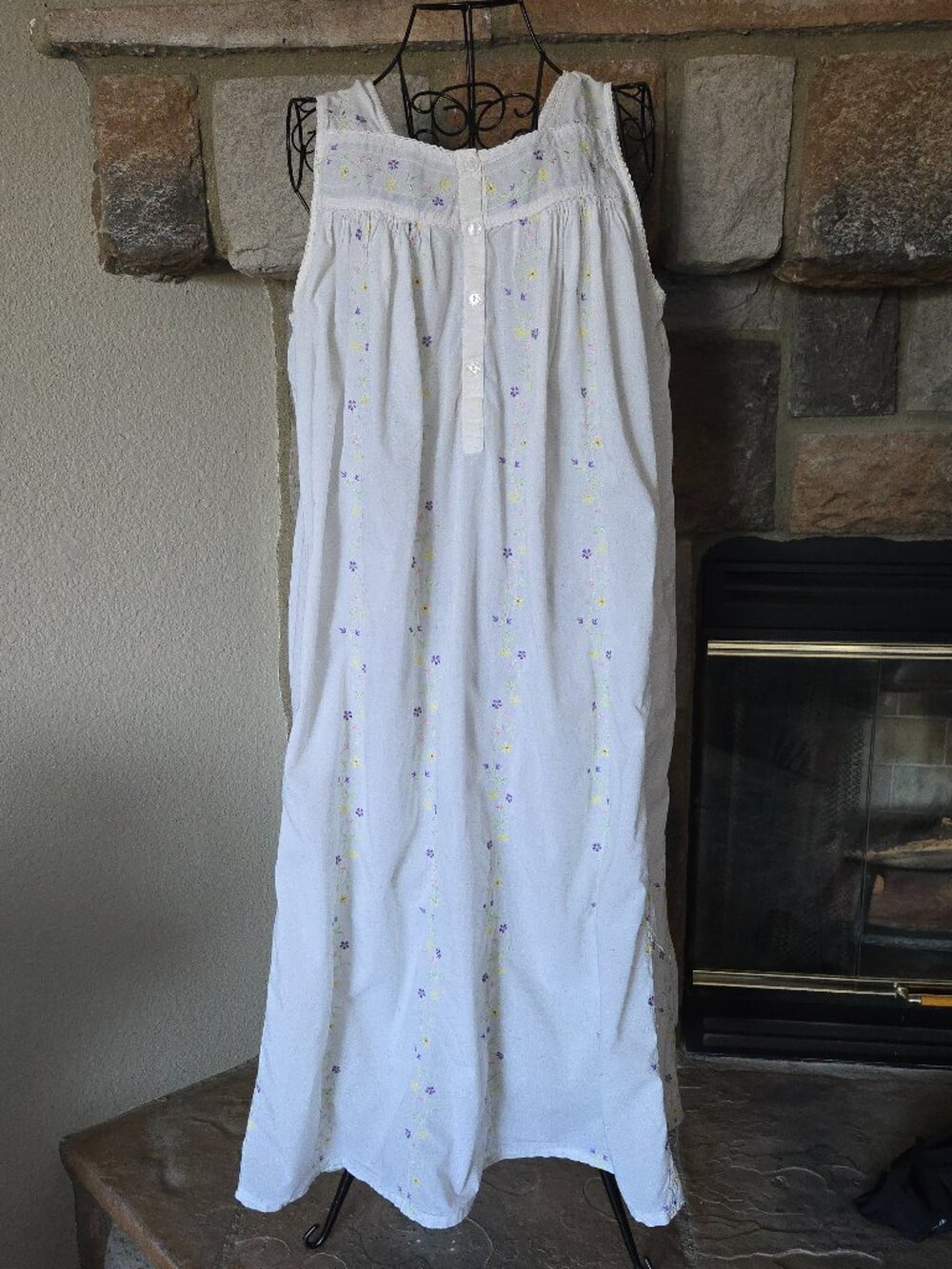 Vintage Adonna Cotton Embroidered Nightgown